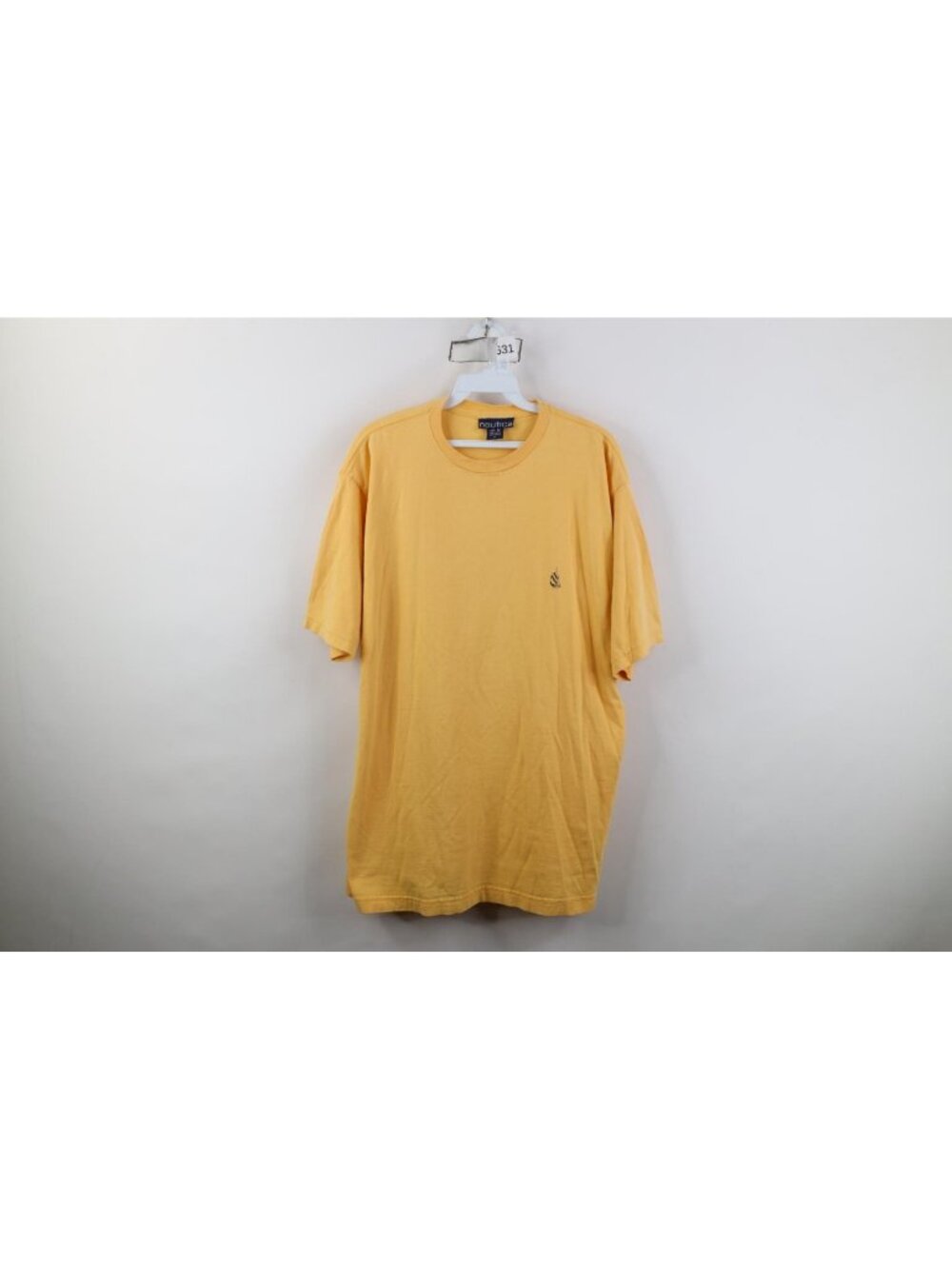 Vtg 90s Nautica Mens Medium Faded Sailboat Short Sleeve T-Shirt Yellow Cotton
